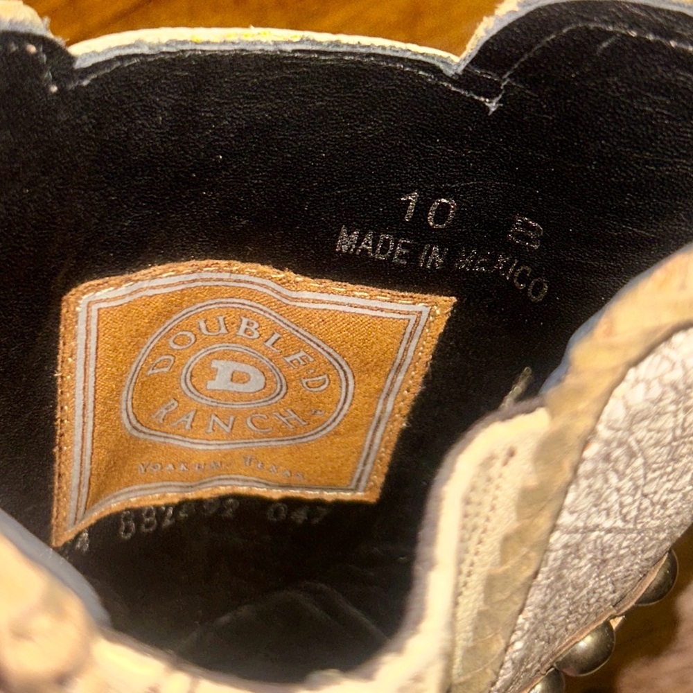 Double D Ranch Old Gringo ~ Size 10 ~ White & Brown Studded Ankle Boots ~ New - Picture 12 of 16